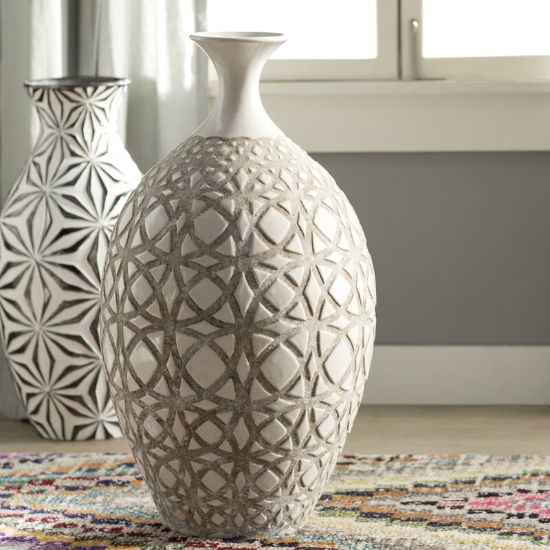 floor tall vase ivory earthenware vases decor mistana pillows wayfair